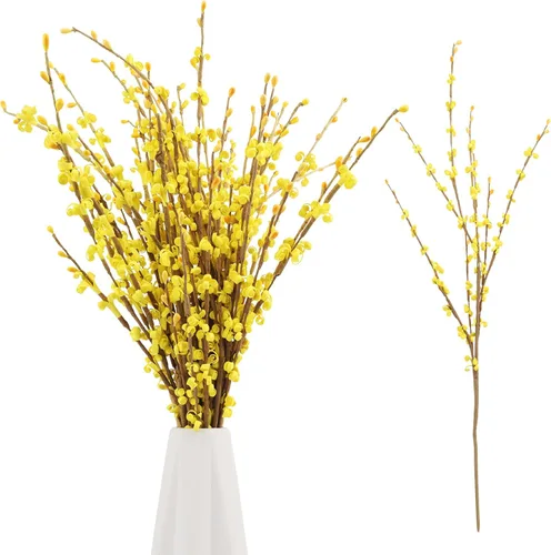 Vista 38 de Wootkey 10 piezas de flores artificiales de jazmín de tallo largo, color naranja quemado, jazmín otoñal, tallos florales de otoño para ramos