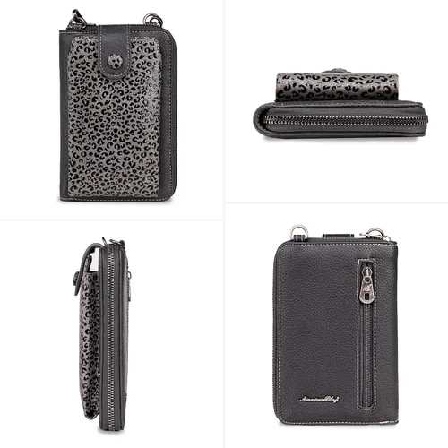 Vista 3 de Montana West Monederos pequeños cruzados para teléfono celular de estilo occidental para mujer, cartera con bolsillo para monedas