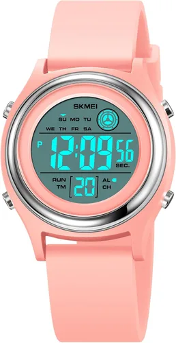 Vista 9 de Relojes digitales para mujer, pantalla LED, correa de silicona, reloj militar, multifunción, impermeable, alarma, cronómetro, retroiluminación LED
