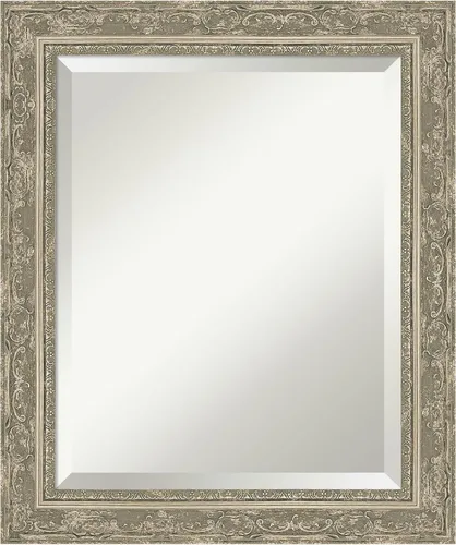 Vista 10 de Amanti Art - Espejo de baño plateado para sobre lavabo, espejo rectangular de níquel cepillado de 33x43, marco moderno extragrande, se cuelga