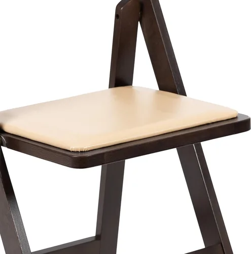 Vista 5 de EMMA + OLIVER Silla plegable de madera de chocolate con asiento acolchado de vinilo desmontable