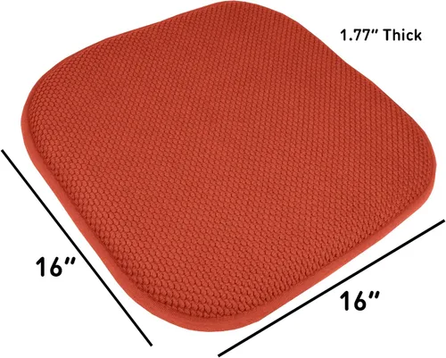 Vista 11 de Sweet Home Collection Cojines de espuma viscoelástica para silla, goma antideslizante y diseño de panal de abejas y esquinas redondeadas de 16 x 16