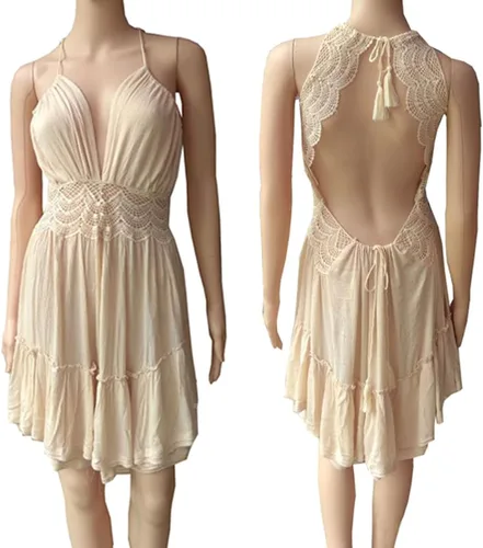 Vista 4 de R.Vivimos Vestidos cortos de playa con cuello en V y espalda descubierta para mujer