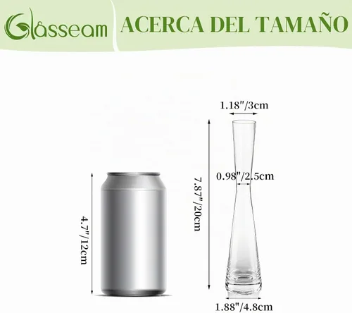 Vista 2 de Glasseam - Jarrones de cristal para flores: juego de jarrones pequeños y delgados transparentes de 6 piezas 7.8" Tall, Table Centerpieces for