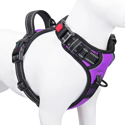 Vista 9 de PHOEPET Arnés para perro sin tirones, chaleco reflectante ajustable con asa de entrenamiento, bolsillo para identificación con nombre, 2 ganchos