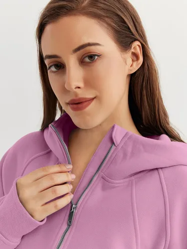Vista 4 de WYNNQUE Sudaderas con capucha para mujer, sudaderas de gran tamaño, con cremallera de medio cuarto, manga larga, trajes de otoño, ropa de moda