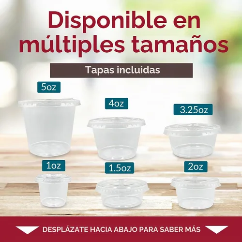 Vista 6 de Reli. Recipientes pequeños de 2 oz con tapas 500 juegos Vasos de plástico