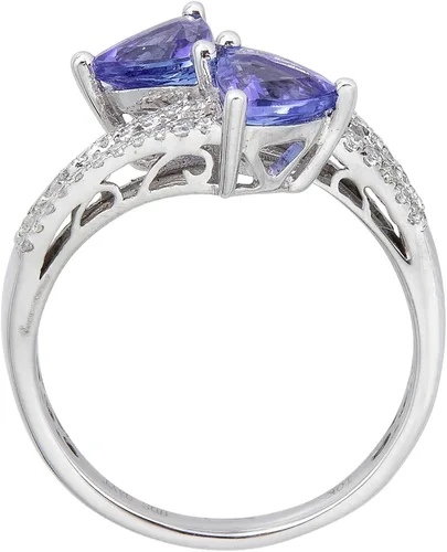 Vista 2 de Gin & Grace Anillo de tanzanita natural azul de oro blanco de 10 quilates (I1, I2) (talla 7) para mujer, Metal Metal Piedra preciosa Piedra