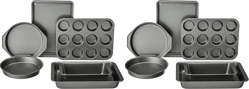 Vista 6 de Amazon Basics Juego de 6 piezas de utensilios para hornear antiadherentes de acero al carbono aptos para horno con moldes para pasteles, muffins