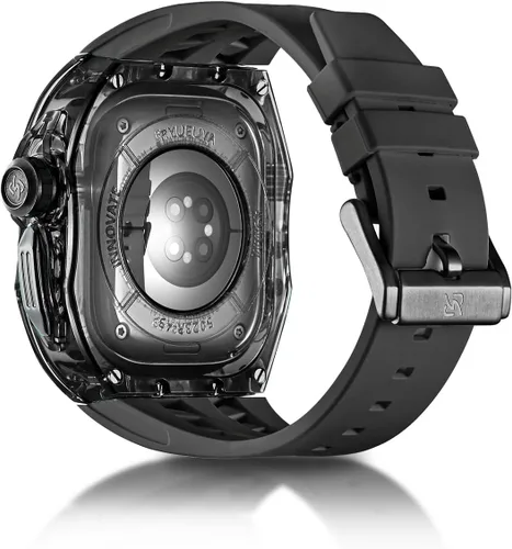 Vista 2 de B-BR - Funda y correa resistentes de diseño translúcido compatible con Apple Watch Ultra 3/2/1 de 1.732 pulgadas, protector militar de lujo táctico