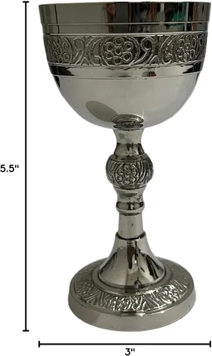 Vista 6 de Copa de cáliz vintage de latón con temática medieval Queen (acabado de níquel)
