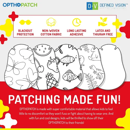 Vista 4 de Opthopatch Parches para ojos para niños, adhesivo extra sensible, colorea tu propio parche, 40 unidades + 1 tabla de recompensas