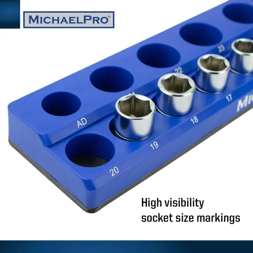 Vista 5 de MichaelPro MP014002 - Organizador magnético de zócalos, bandeja organizadora magnética de 3 piezas de 1/4 pulgadas, 3/8 pulgadas y 1/2 pulgadas
