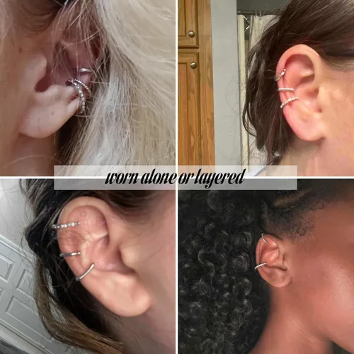 Vista 4 de Aretes de oreja de circonita cúbica sin perforación, para mujer, aretes de clip de oro de moda para mujer, regalos de moda, aretes hipoalergénicos