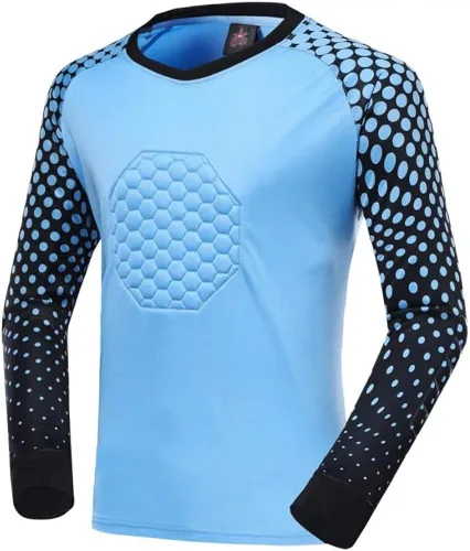 Vista 2 de Jared's Athletic Wear Camiseta acolchada de portero juvenil Fútbol, Fútbol, Fútbol (azul claro)