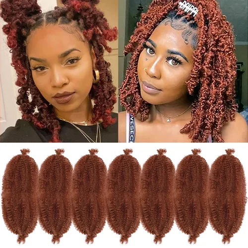 Vista 26 de Cabello para Trenzas Marley Twist de 10 pulgadas Negro 3 Paquetes Cabello Afro Twist Elástico Preseparado para Locs Suaves Cabello Spring Twist
