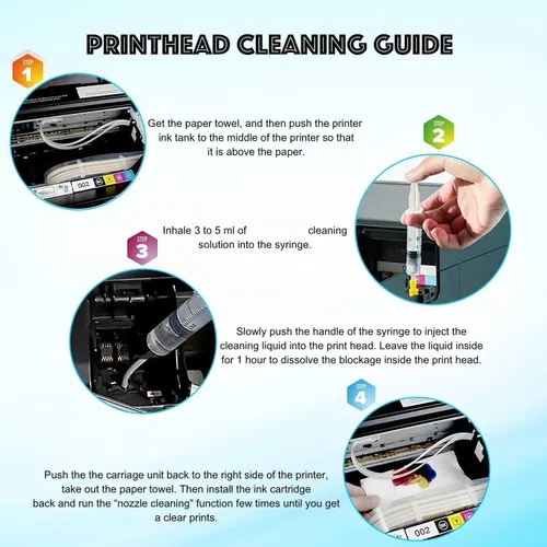 Vista 3 de Inkpro - Kit de limpieza de cabezal de impresión de inyección de tinta, solución universal de limpieza de cabezal de impresión para Epson HP Brother