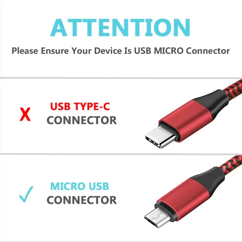 Vista 2 de TPLTECH Cable de carga para controlador Xbox One, controlador trenzado de nailon, cable USB duradero para Android Micro USB 2.0, compatible