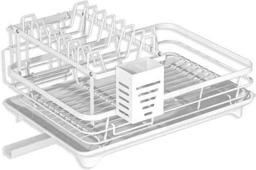 Vista 2 de Vergissm Escurridor de platos, escurridor de platos de drenaje automático para encimera de cocina, estante desmontable de gran capacidad
