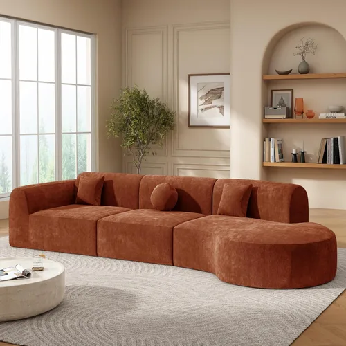 Vista 7 de Sofá Seccional Curvo de 106 pulgadas Sofá de Esponja con Chaise Lounge para Sala de Estar, Sofá Seccional Moderno en Forma de L, Sin Estructura