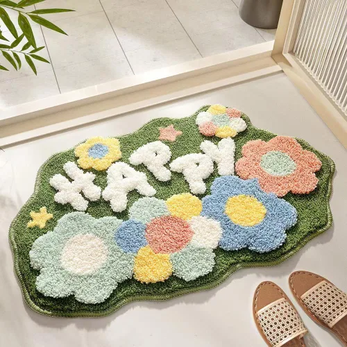 Vista 4 de Ankah Alfombra de Ducha Tapete de Baño Serie Bosque Diseño de Dibujos Animados Alfombra de Baño, Esponjosa, Suave, Antideslizante, Duradera