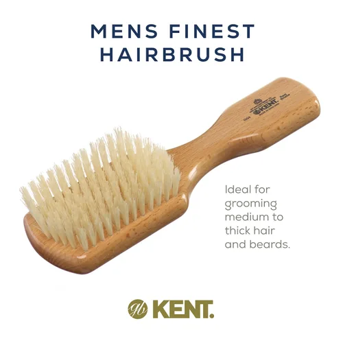 Vista 4 de Kent OG4 - Cepillo rectangular de pelo y facial para caballeros de Beachwood para el cuidado de la barba, cepillo exfoliante natural de cerdas