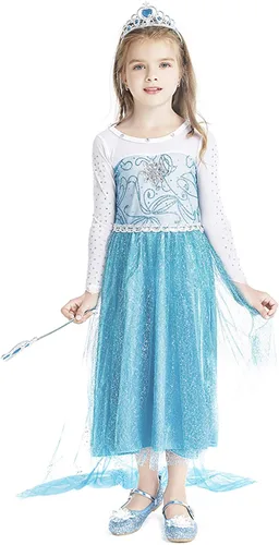 Vista 3 de Eledobby Elsa Coronation Dress for Girls The Frozen Costume Princess Elsa Dresses Halloween Outfits Birthday Party Ball Gown