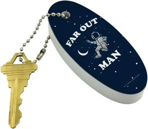 Vista 2 de GRAPHICS & MORE Far Out Man Space Astronauta divertido Humor flotante Llavero ovalado de espuma para barco de pesca Boya Key Float, Multi