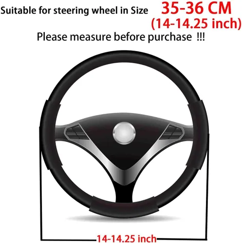 Vista 2 de Funda de volante de gamuza de 14 pulgadas, compatible con Tesla Model 3 Model Y, funda de volante deportiva de cuero gamuza antideslizante