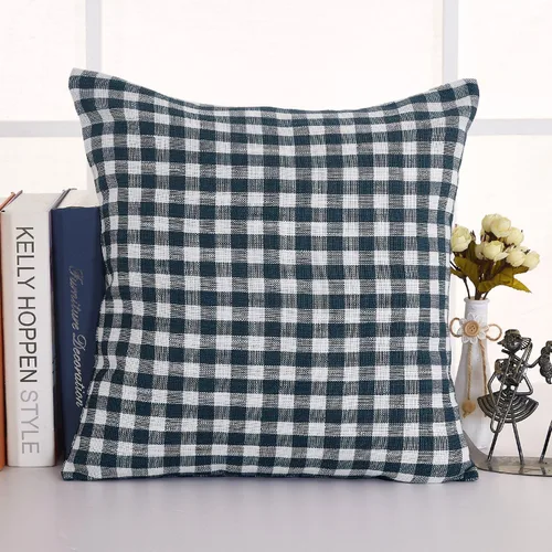 Vista 38 de Deconovo Almohada decorativa de lino sintético para el hogar, hecha a mano, a cuadros, para sofá, 18 x 18 pulgadas, gris oscuro y blanco