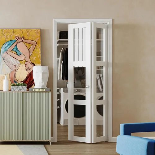 Vista 21 de BARNER HOME Puerta plegable, puerta de armario de cristal transparente de 3 lites, para apertura de 48 x 80 pulgadas, puertas plegables con kits