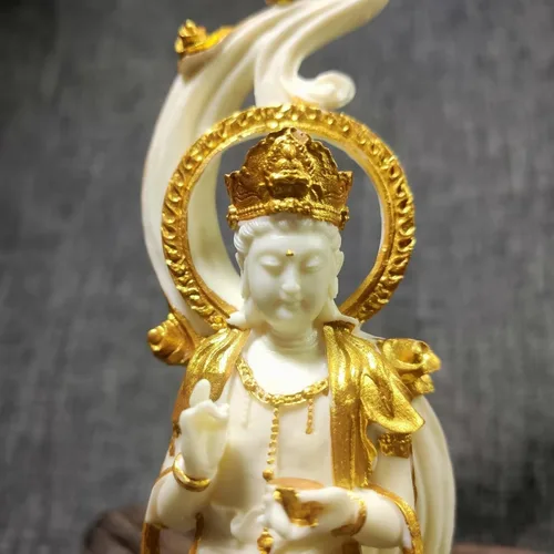 Vista 3 de Estatua de Quan Yin, estatua de la divinidad de Guan Yin Feng Shui, decoración de meditación Kuan Yin, decoración de oficina en casa