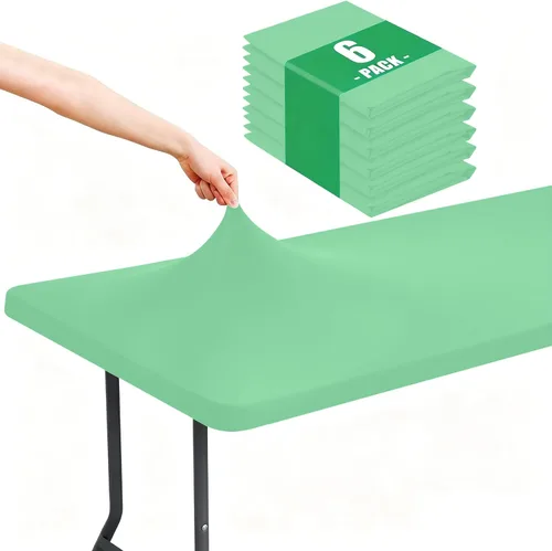 Vista 19 de Moosfor Paquete de 6 manteles cuadrados de elastano, manteles elásticos ajustables para pícnic, cubierta de mesa de patio elástica lavable para Negro