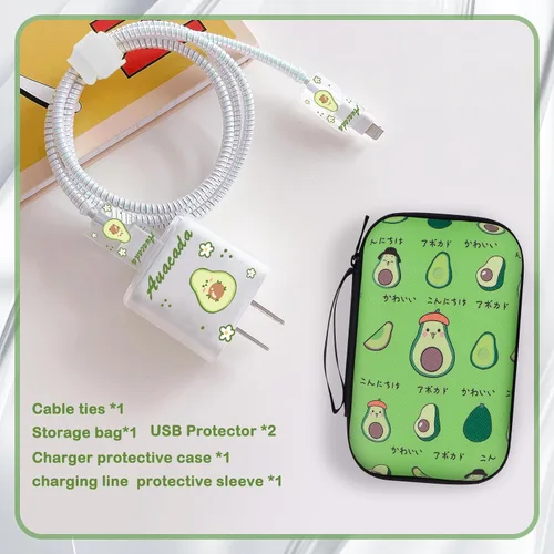 Vista 2 de CameCosy Juego de funda para cargador de teléfono, organizador de cable USB para guardar cables con bolsa de almacenamiento de viaje, suave y lindo