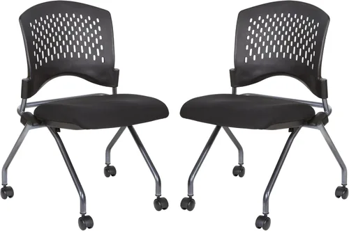 Vista 9 de Office Star - Silla anidadora plegable de plástico ventilado alrededor de la espalda, paquete de 2, tela FreeFlex de carbón