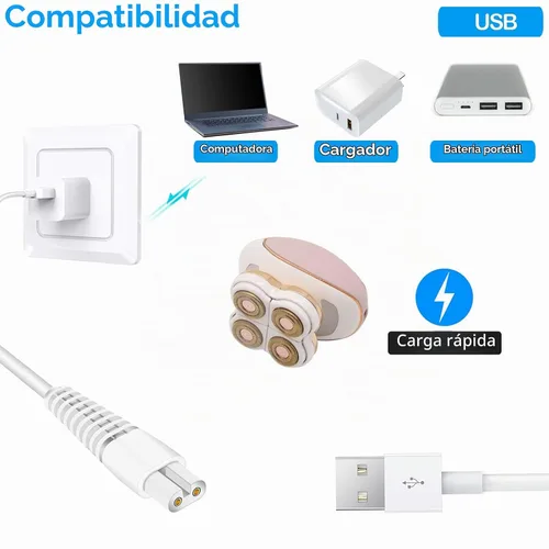 Vista 5 de Cable de carga de repuesto para afeitadora de piernas impecables, paquete de 2 cables de alimentación eléctrica, cable de carga para acabado