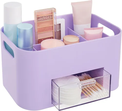 Vista 9 de STORi Bliss Organizador de Maquillaje Transparente para Encimera, Organizador de Baño Dividido y Cajón de Almacenamiento, Soporte para Brochas