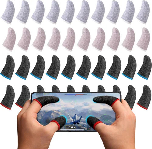 Vista 8 de Geyoga 40 fundas para dedos para juegos para pulgares, protector de dedos para juegos móviles (negro)