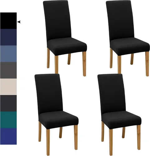 Vista 39 de Fundas para Sillas de Comedor, Juego de Fundas para Sillas de Comedor de 4 Piezas, Fundas Elásticas para Sillas de Cocina, Fundas para Sillas