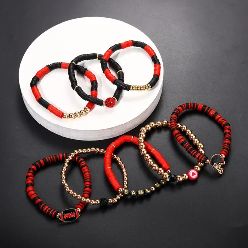 Vista 144 de Surfer Heishi - Pulseras apilables para mujer, apilables, de vinilo arcoíris, disco de arcilla, pulseras elásticas para la amistad, joyería bohemia