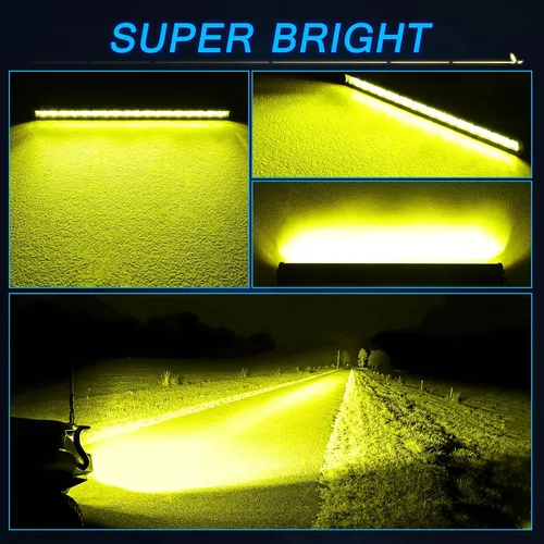 Vista 4 de ACEC SHOP Barra de luz LED ámbar de 20 pulgadas 90W, barra de luz ultra delgada de una sola fila, haz de punto, luces antiniebla para conducción