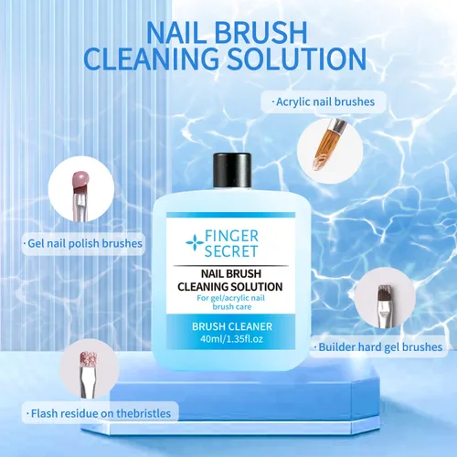 Vista 2 de Solución de limpieza de cepillos de uñas – 1.4 fl oz de acrílico para arte de uñas líquido limpiador para manicura, cepillo de uñas de limpieza