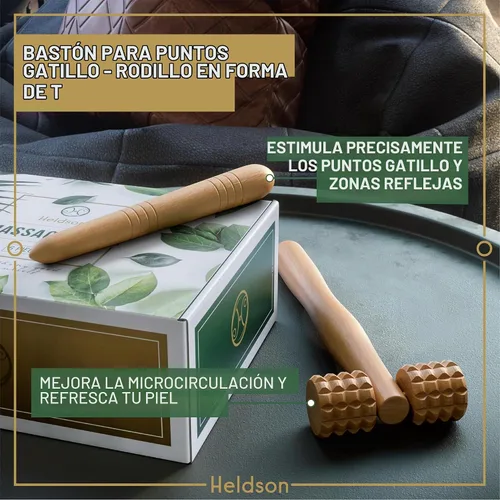 Vista 3 de WAUSTOMAY Juego de 6 masajes de madera (incluye instrucciones (idioma español no garantizado) y tarjetas de doble cara con bolsa de algodón