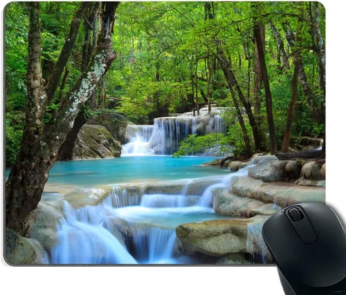 Vista 20 de Smooffly - Tapete de mouse para juegos personalizada con diseño de sublime paisaje de cielo nocturno con la Vía Láctea y los árboles, rectangular