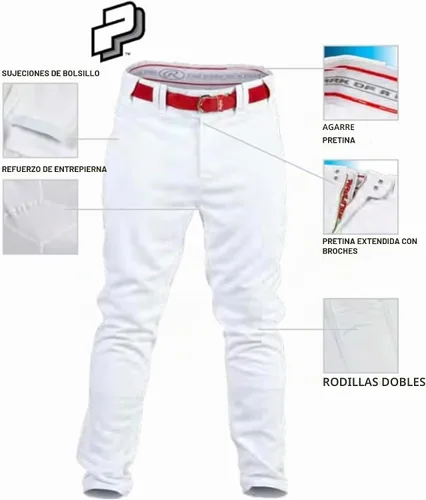 Vista 4 de Pantalón de béisbol Rawlings para hombre Blanco
