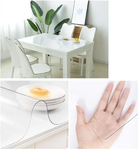 Vista 5 de ZHANGQINGXIU - Mantel transparente de plástico transparente para mesa, protector de PVC para uso como cocina, comedor, mesa, escritorio, cocina