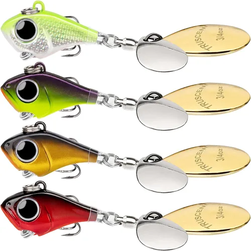 Vista 22 de TRUSCEND Vibespinner Easy Catch Fishing Lures with BKK Hooks, Dual-Blade Spinner Baits with Double Water Disturbance and Reflective for More Bites