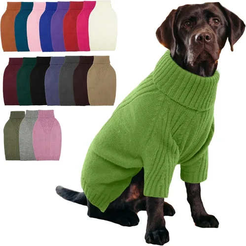 Vista 38 de IECOii Suéter de perro salchicha de cuello alto para perros pequeños, medianos y hembras, elástico y transpirable, abrigo de punto cálido, para Negro