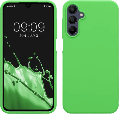 Vista 204 de kwmobile Funda Compatible con Samsung Galaxy A14 5G - Funda de teléfono de TPU y silicona con acabado suave - Verde Lima