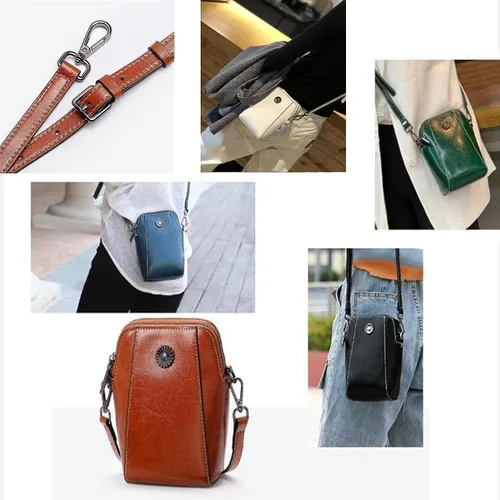 Vista 3 de Bolsa vertical para teléfono celular, bolsos cruzados de cuero y embragues, bolsos cruzados para mujer, bolso de mensajero retro